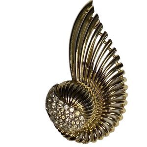 Vintage Marboux Rhinestone & Gold Tone Flame Brooch
